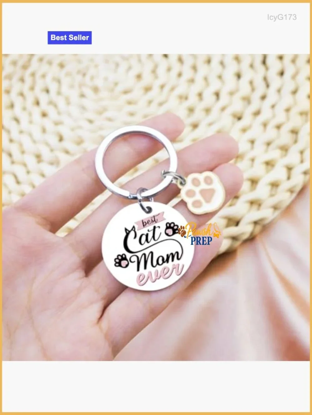 Stainless Steel Cat Mom Keychain Gift for Women Pet Lovers